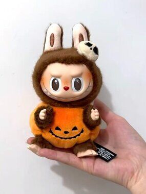 Pop Mart Labubu Happy Halloween Party Series-Sitting Pumpkin Vinyl Plush Pendant